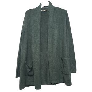 Loft Green Shawl Collar Pocket Open Cardigan Size Medium